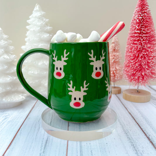 Green Reindeer 16 Ounce Mug