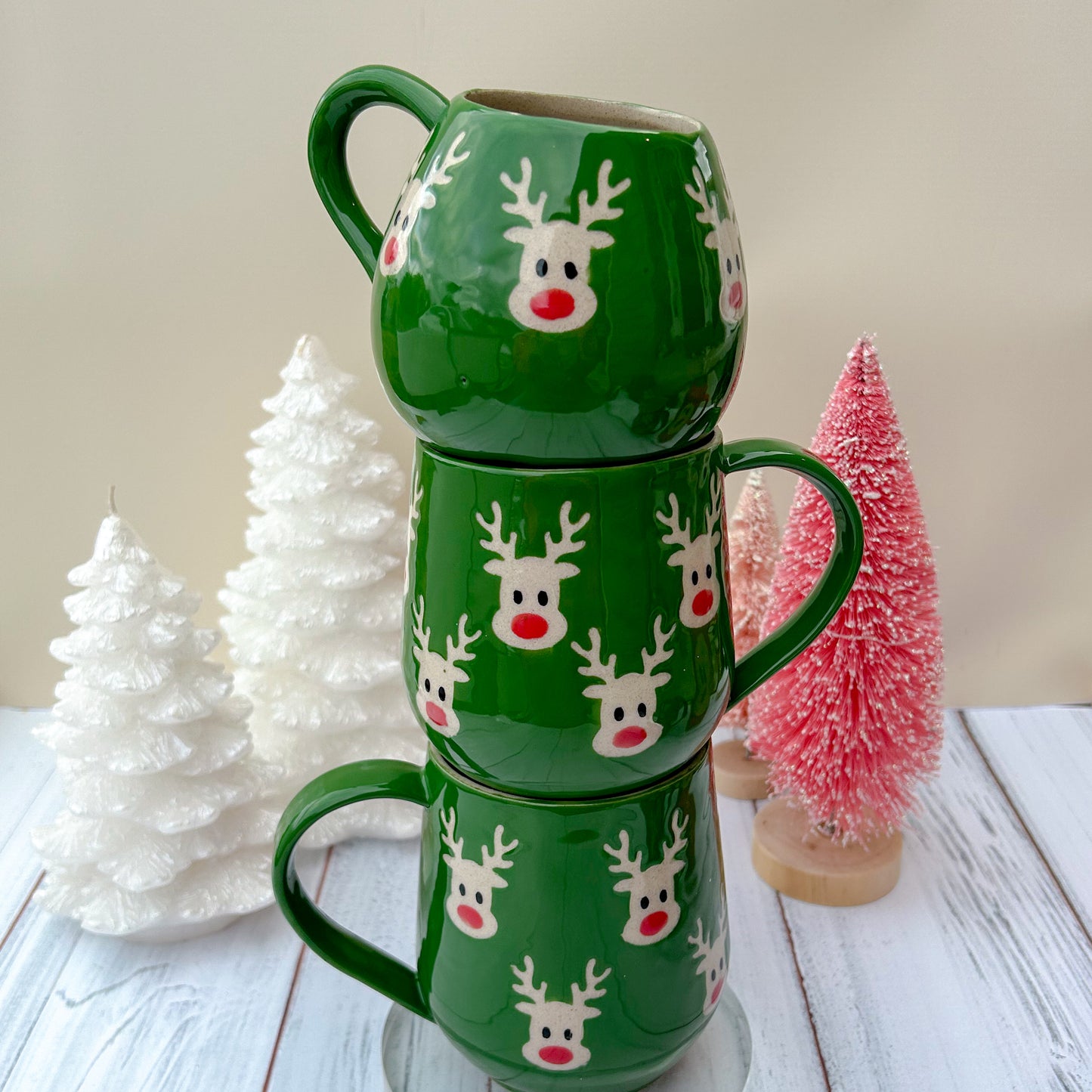 Green Reindeer 12 Ounce Mug