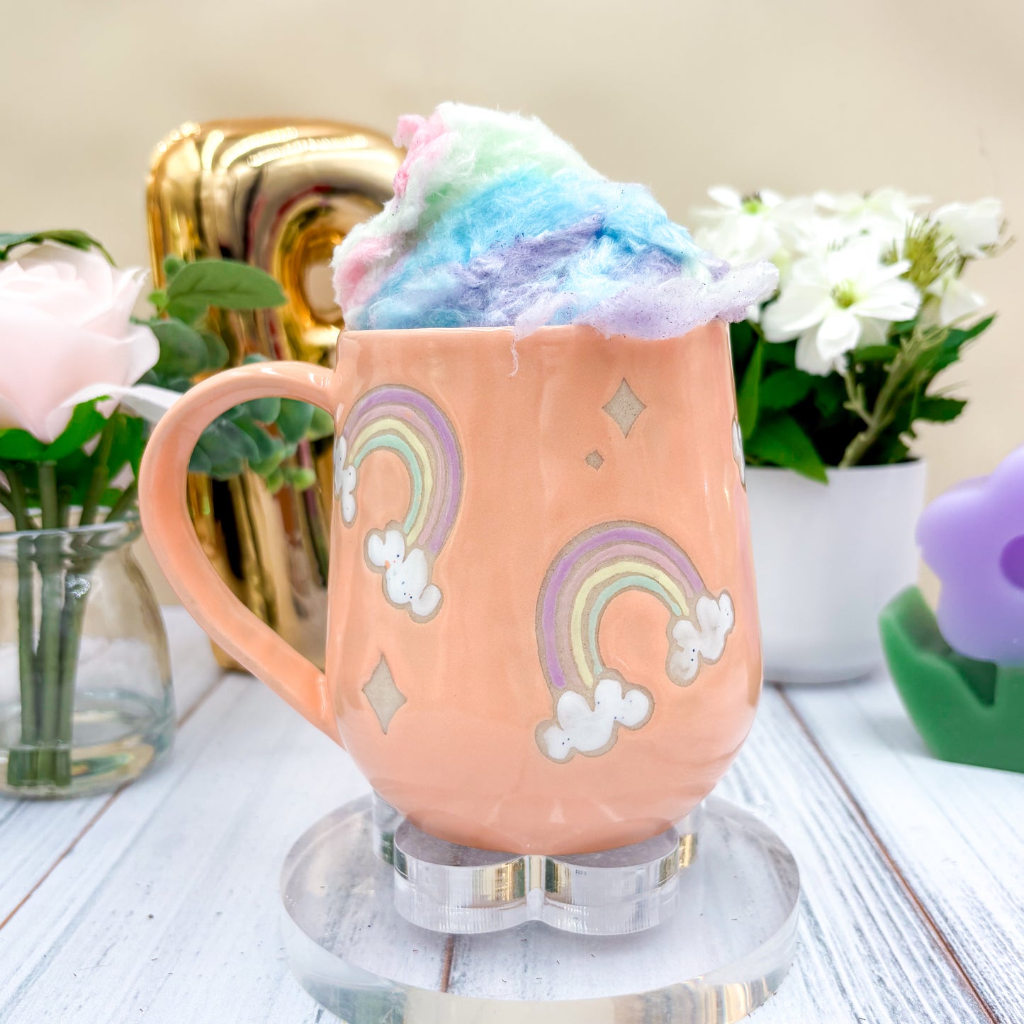 Peach Rainbow 16 Ounce Ceramic Mug