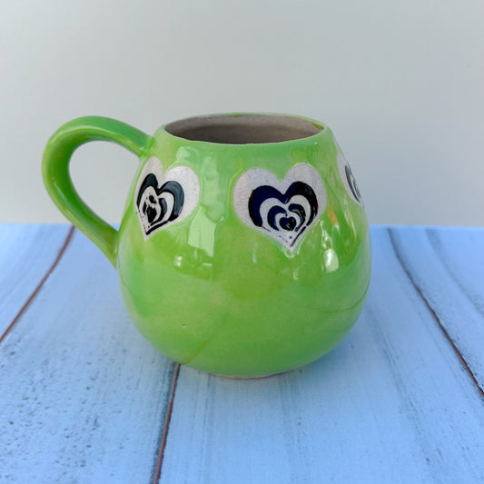 Green Heart 12 Ounce Ceramic Mug