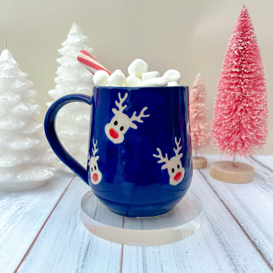 Blue Reindeer Ceramic Mug