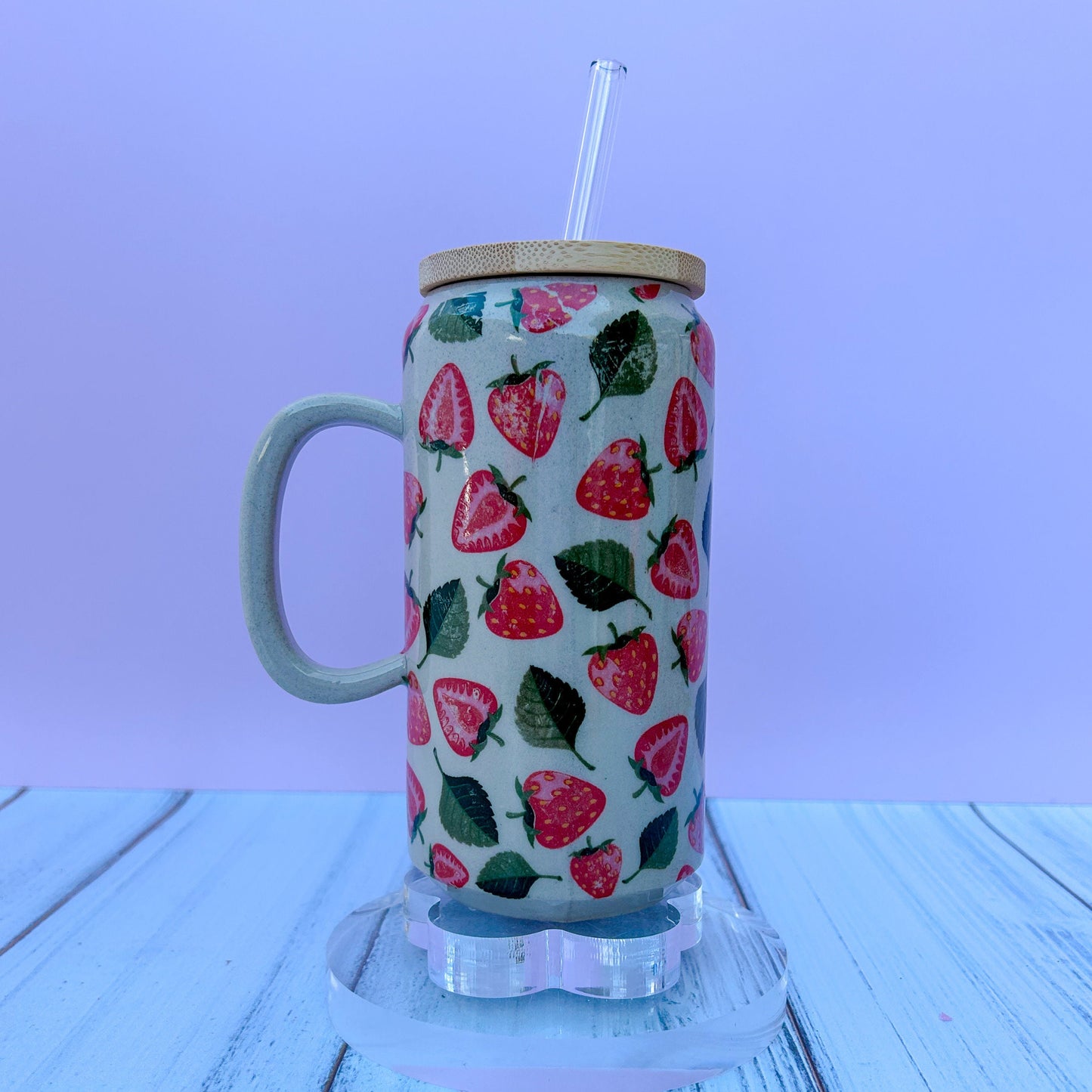CUSTOM Strawberry Tumbler Ceramic Mug Without Handle, Ceramic Mug Handmade, Strawberry Lovers, Berry Mug For Mom, Strawberries cup