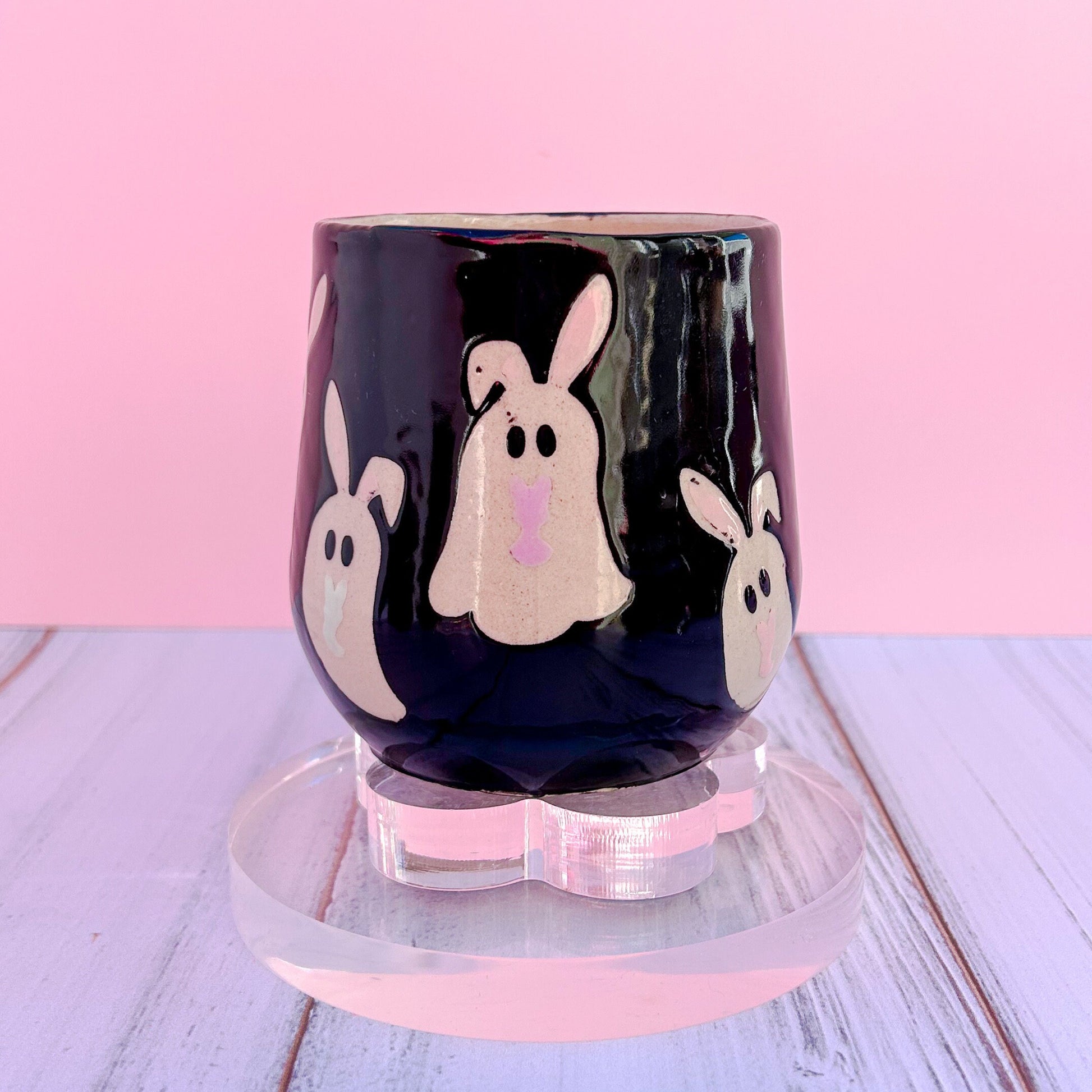 Black Ghost Bunny Spring Ceramic Mug