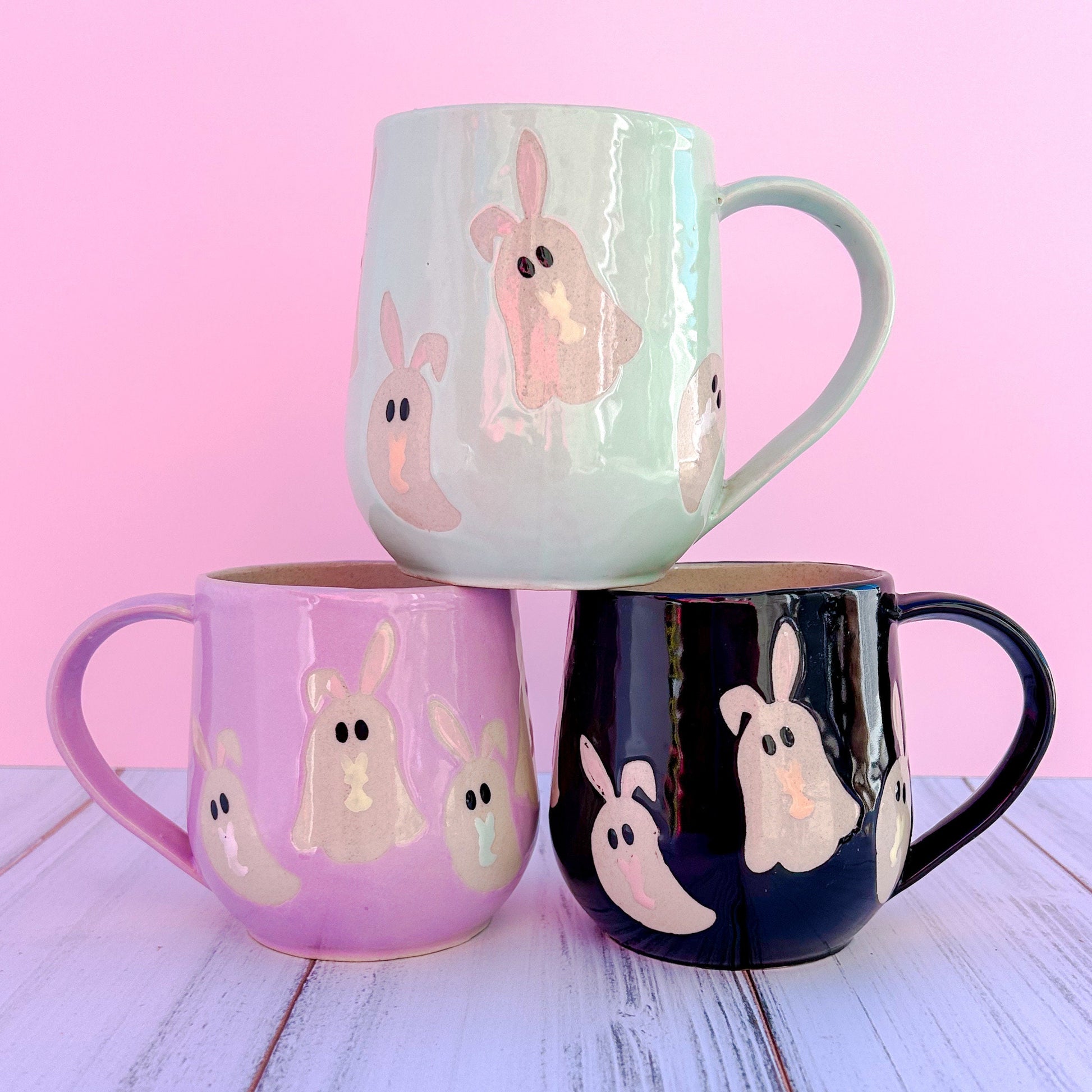 Black Ghost Bunny Spring Ceramic Mug