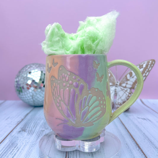 Rainbow Ombré Butterfly 16 Ounce Mug