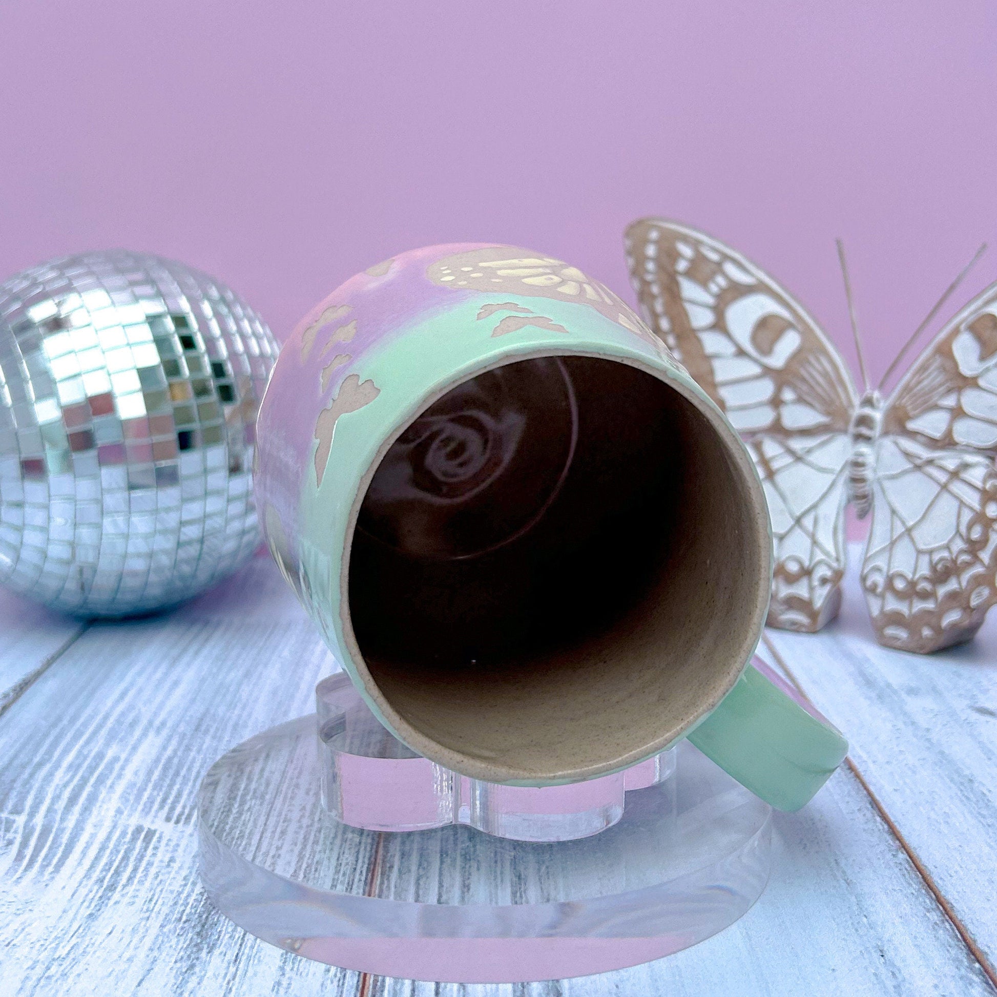 Aqua Ombré Butterfly Ceramic Mug