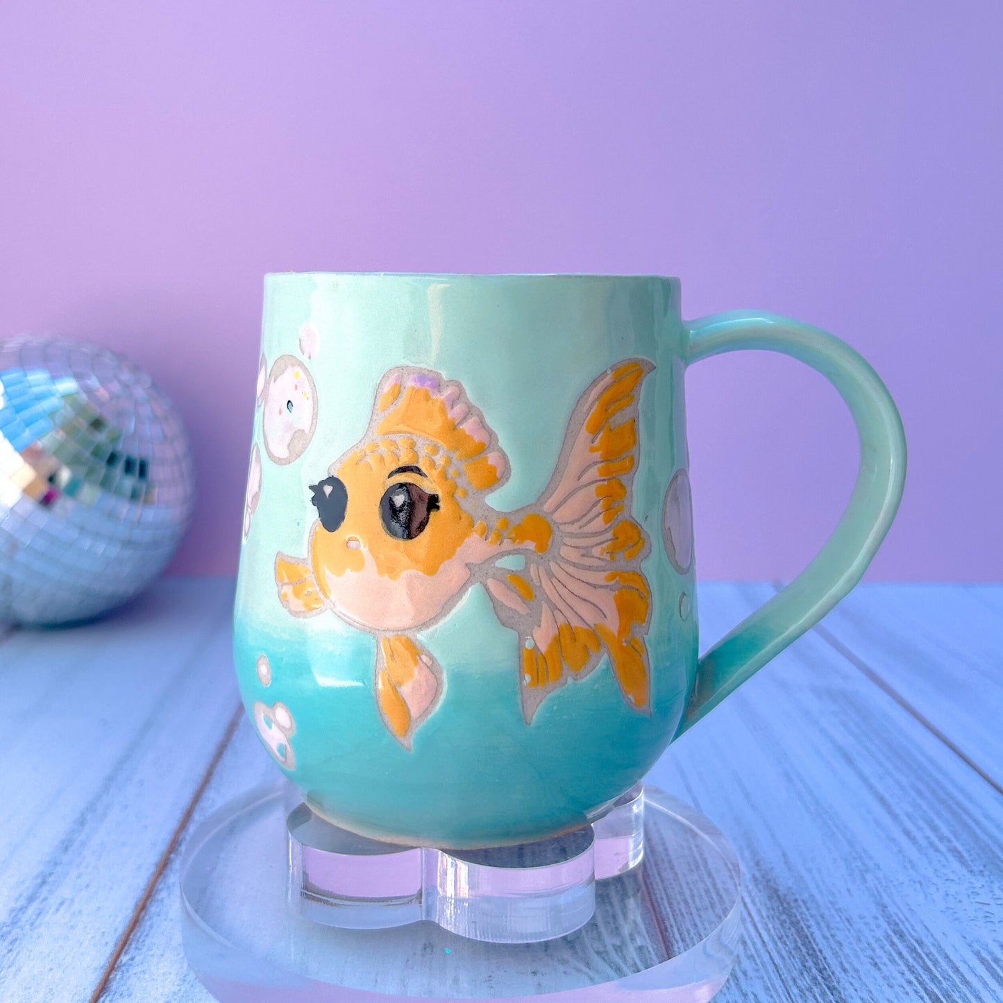 Goldfish Ceramic Mug, Handmade Ocean Mug, Ceramic Ocean Mug, Beach Mug, Coffee Mug Gift for Her, Beach Lover Mug for Her, Ocean Gift for Her