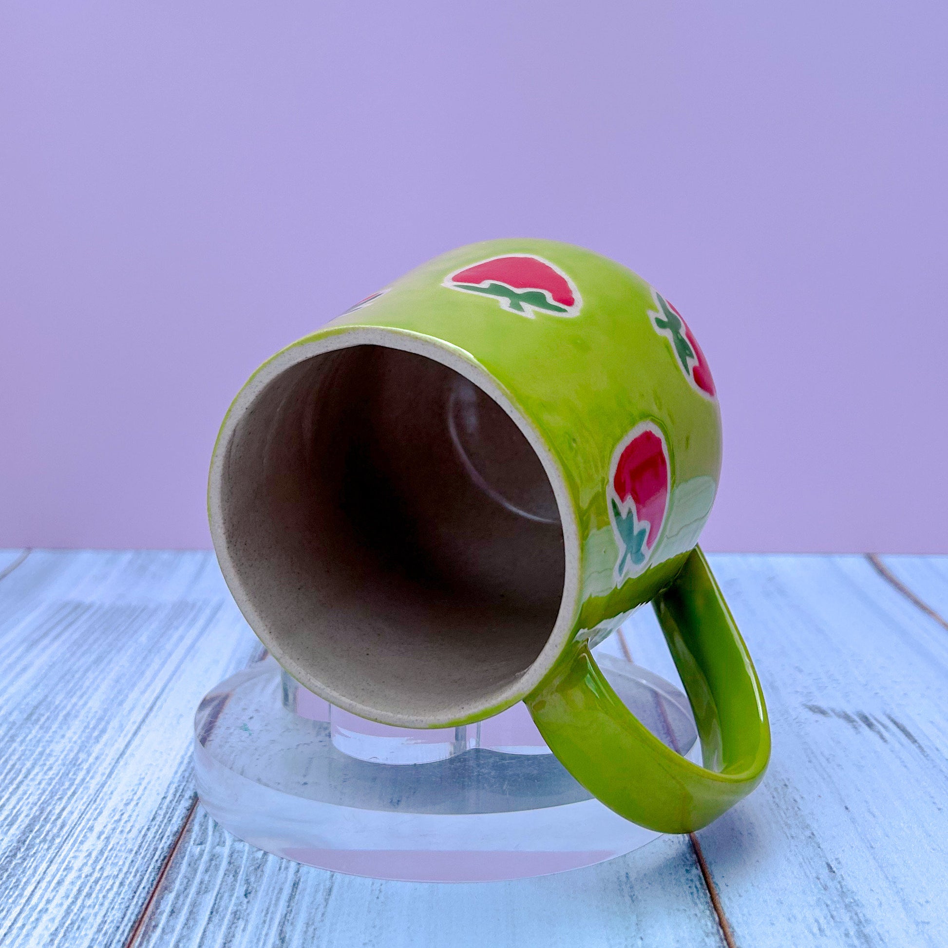 Green Strawberry Ceramic Mug, Berry Mug Handmade, Gardener Gift Idea, Strawberry Lovers, Berry Mug For Mom, Gift for Wife, Strawberries cup