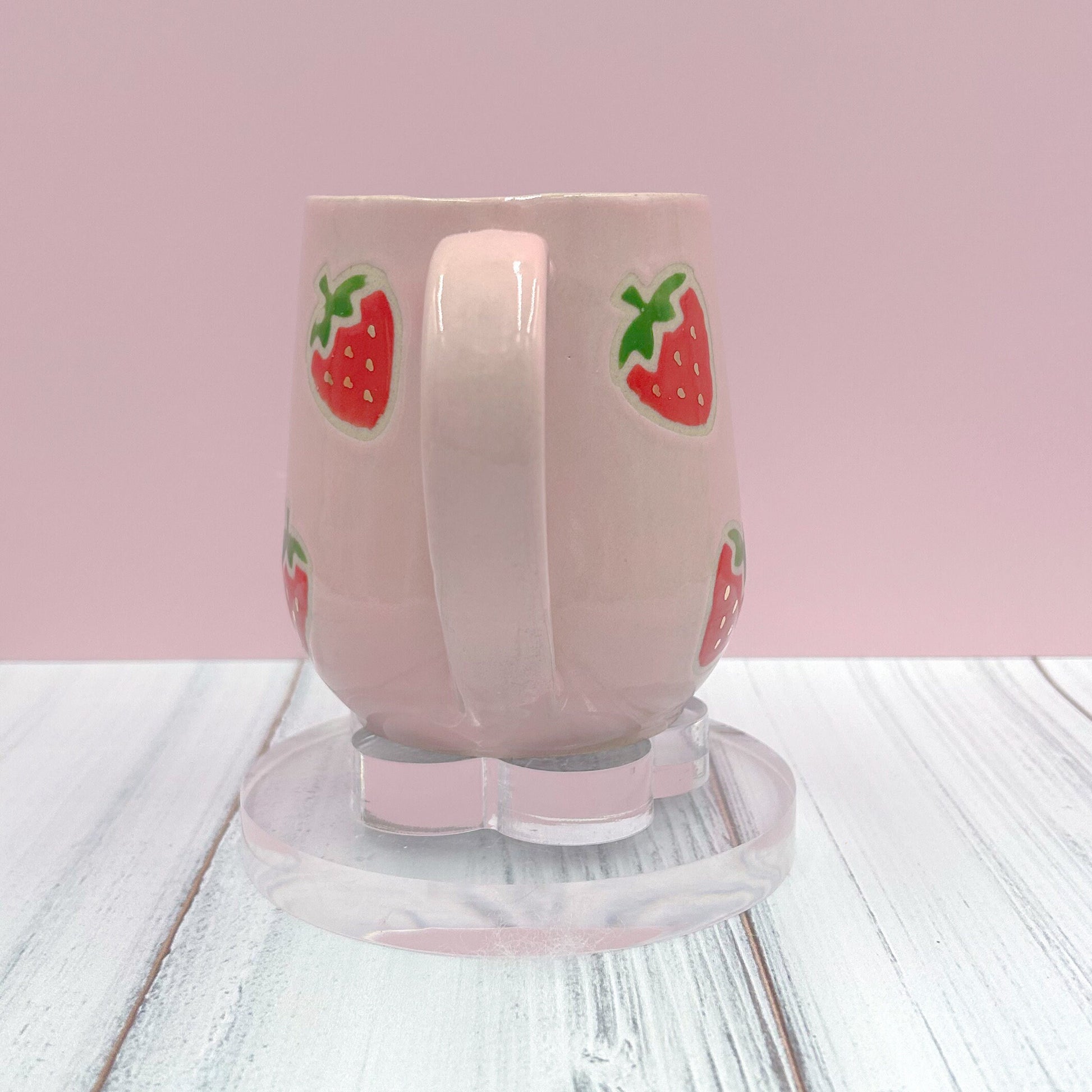 Pink Gold Strawberry Ceramic Mug, Mug Handmade, Gardener Gift Idea, Strawberry Lovers, Berry Mug For Mom, Gift for Wife, Strawberries cup