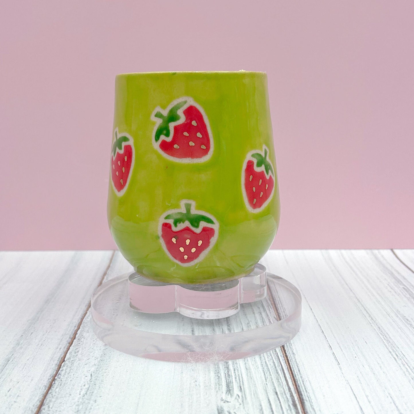 Green Gold Strawberry Ceramic Mug, Mug Handmade, Gardener Gift Idea, Strawberry Lovers, Berry Mug For Mom, Gift for Wife, Strawberries cup