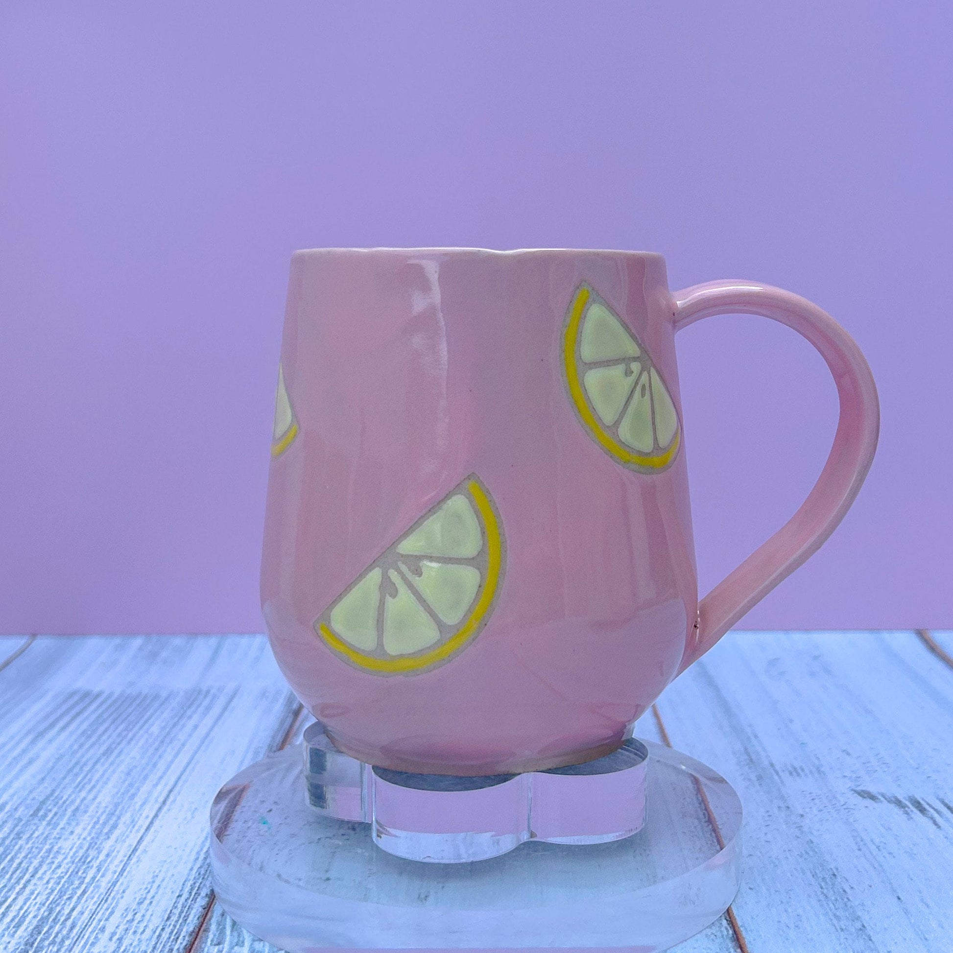 Pink Lemonade Ceramic Mug, Pink Lemon Mug Handmade, Gardener Gift Idea, Lemon Lovers Mug, Lemon Mug For Mom, Gift for Wife, Lemon cup