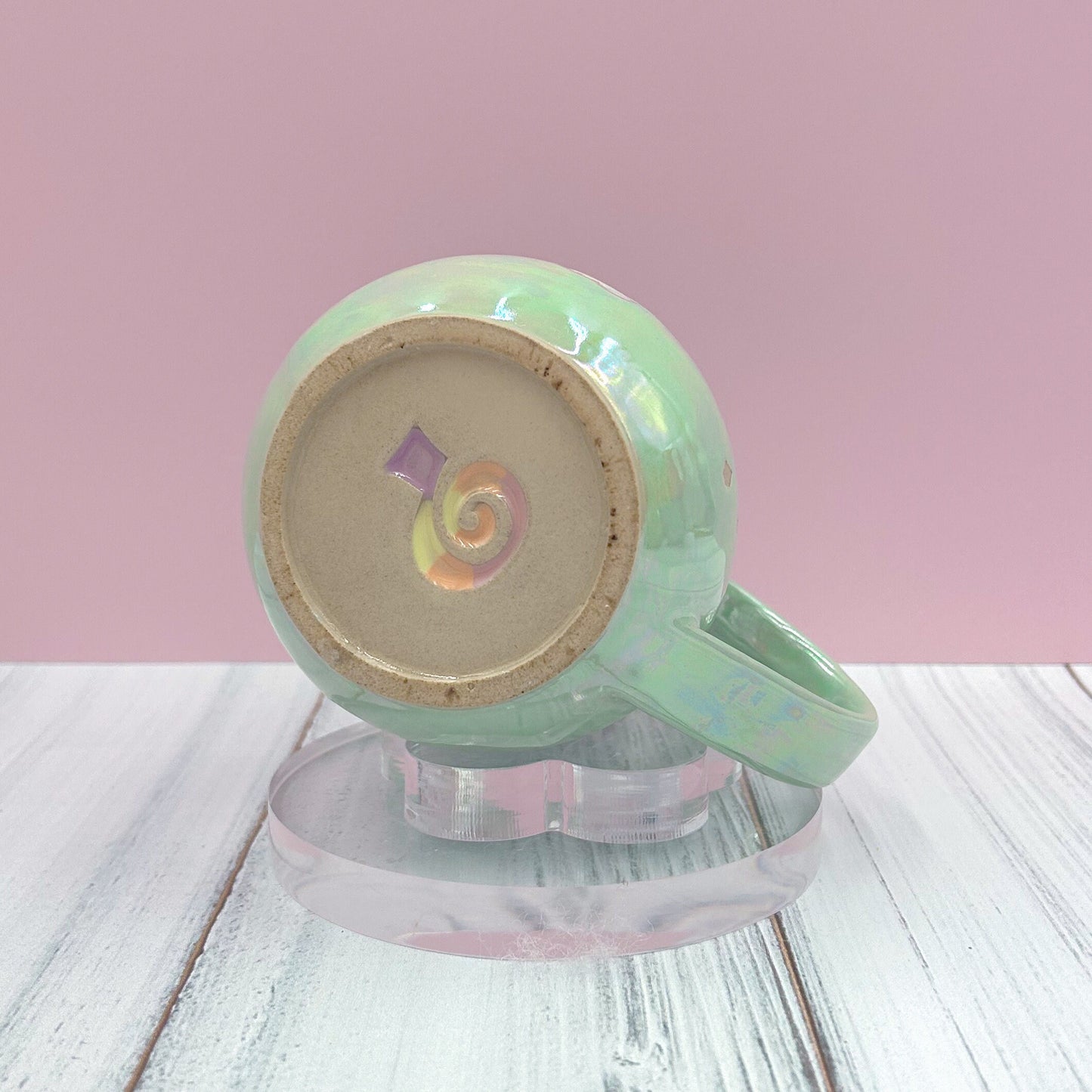 Opalescent Aqua Rainbow 16 Ounce Ceramic Mug, Rainbow Coffee Mug, Groovy Gift Women, Rainbow Gift For Friend, Cute Mug Handmade, Retro Cup