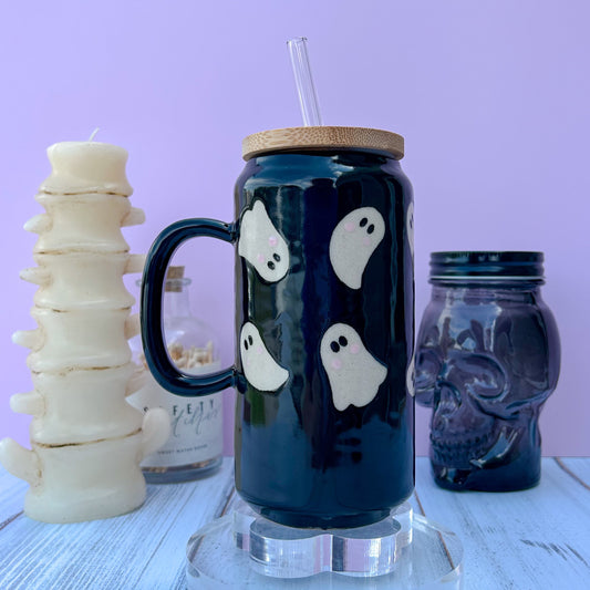 Custom Black Ghost Tumbler Ceramic Mug with ghosts like aqua tumbler ghosts