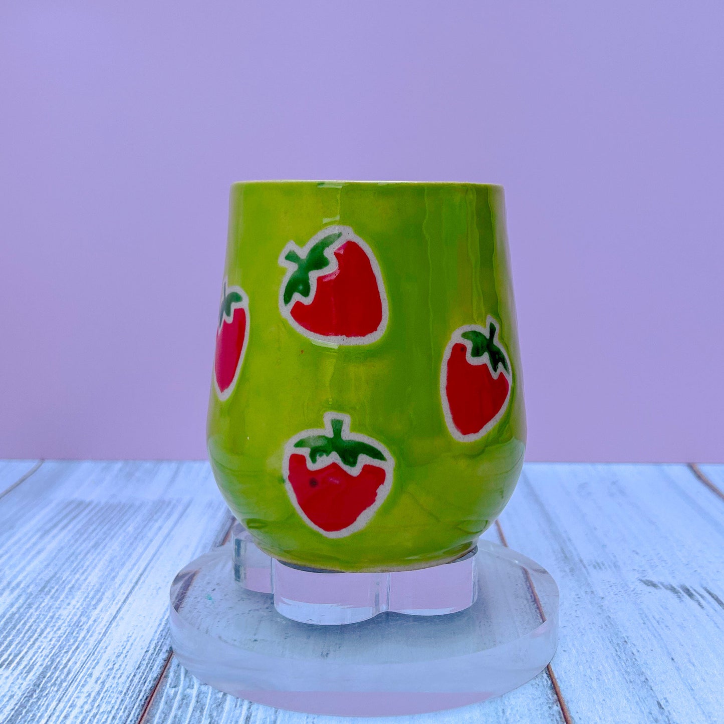 Green Strawberry Ceramic Mug, Berry Mug Handmade, Gardener Gift Idea, Strawberry Lovers, Berry Mug For Mom, Gift for Wife, Strawberries cup