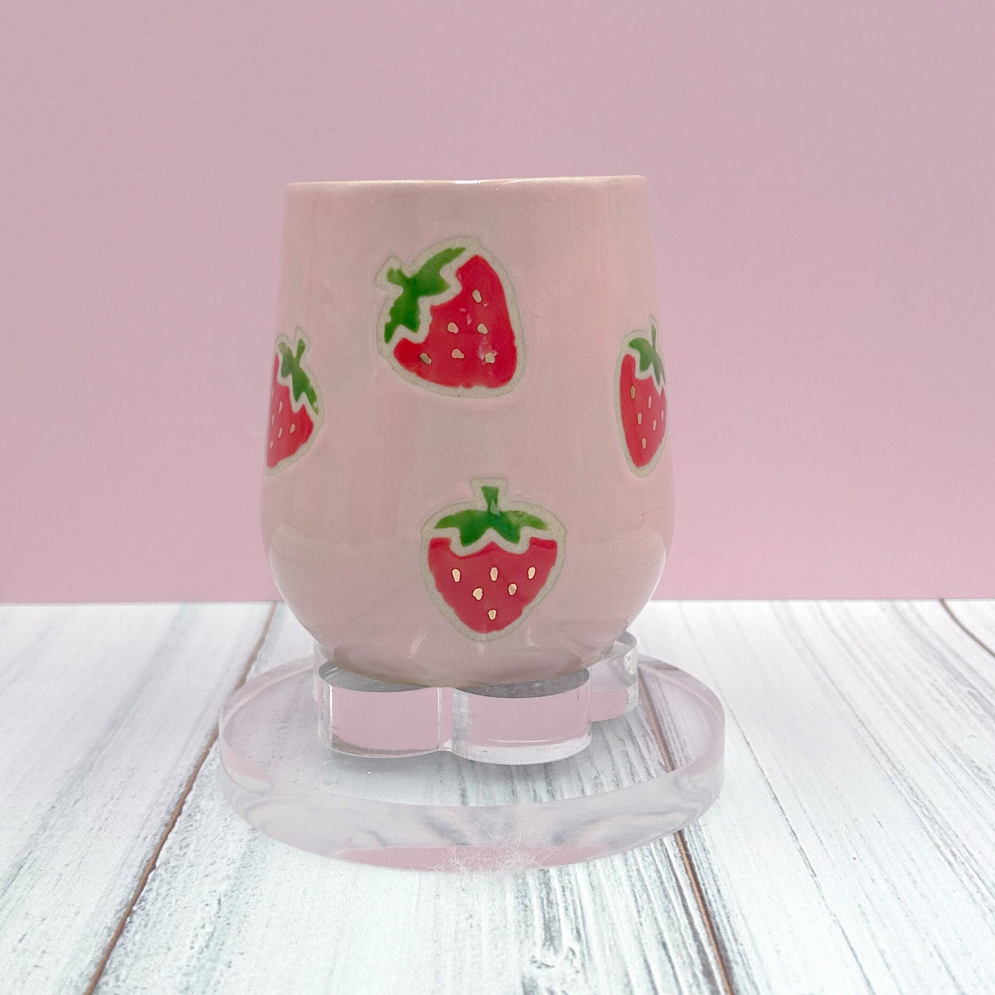 Pink Gold Strawberry Ceramic Mug, Mug Handmade, Gardener Gift Idea, Strawberry Lovers, Berry Mug For Mom, Gift for Wife, Strawberries cup