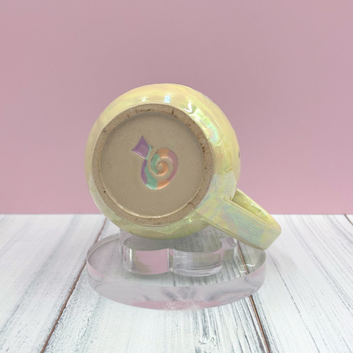 Opalescent Yellow Rainbow 16 Ounce Ceramic Mug, Rainbow Coffee Mug, Groovy Gift Women, Rainbow Gift For Friend, Cute Mug Handmade, Retro Cup