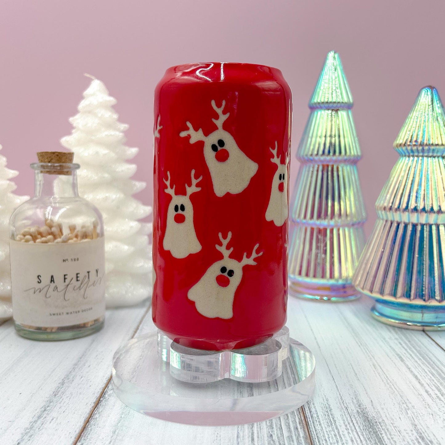Red Reindeer Ghost Tumbler Mug