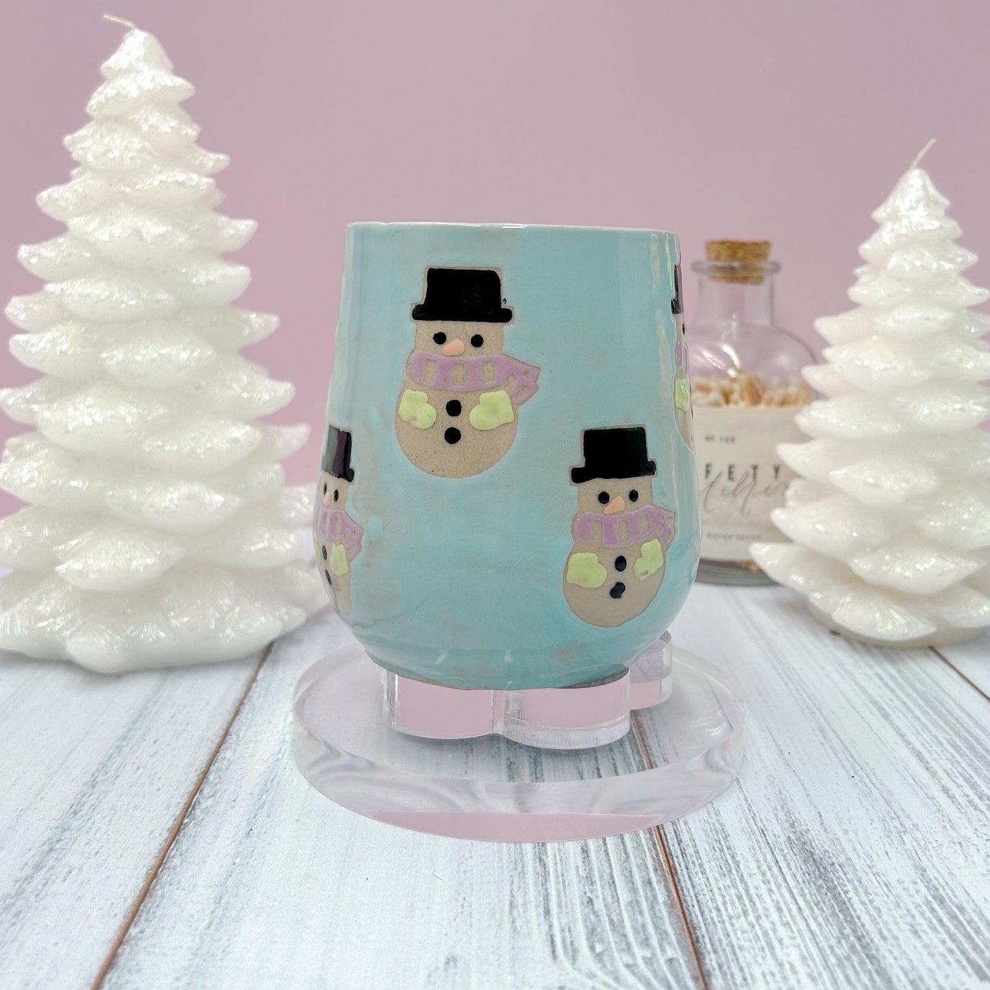 Purple Snowman Ceramic Coffee Mug, Christmas Mug Ceramic Handmade, Stoneware Mug, Holiday Cup, Cozy Gift, Winter Gift, Cozy Christmas Gift