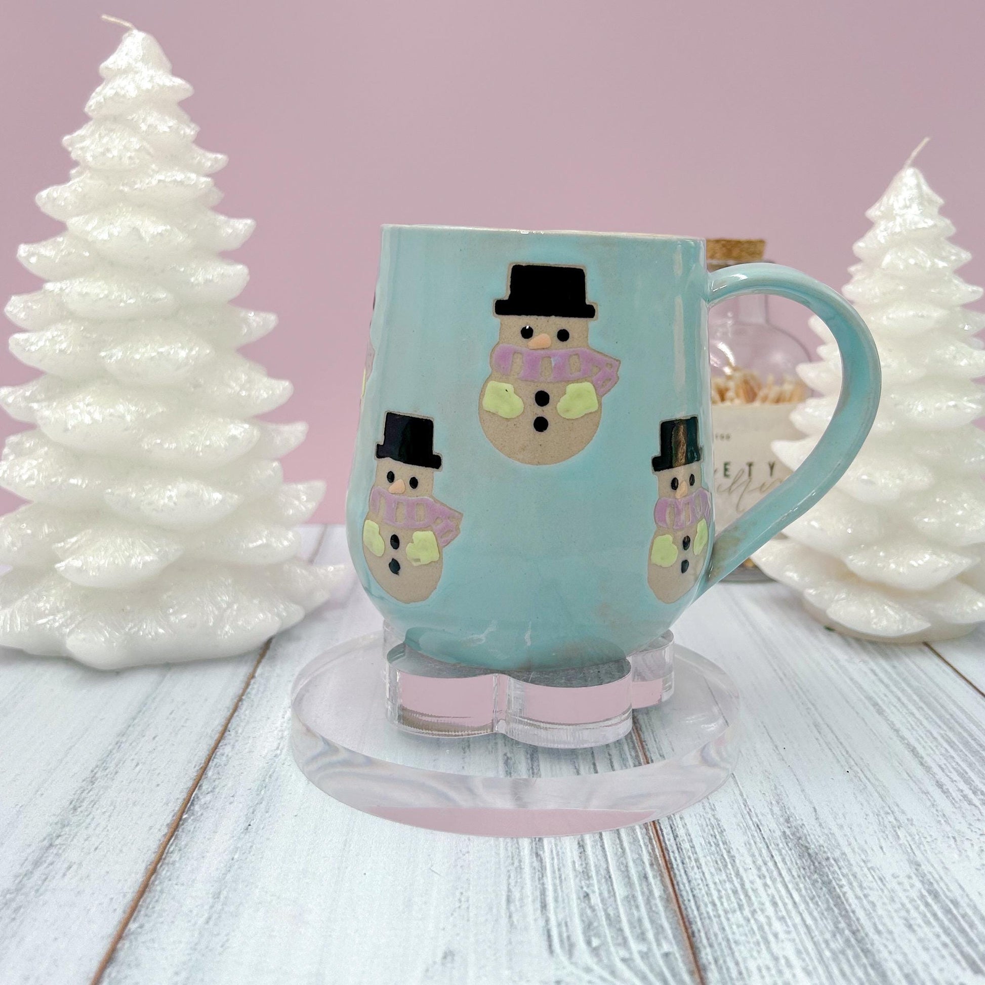 Purple Snowman Ceramic Coffee Mug, Christmas Mug Ceramic Handmade, Stoneware Mug, Holiday Cup, Cozy Gift, Winter Gift, Cozy Christmas Gift