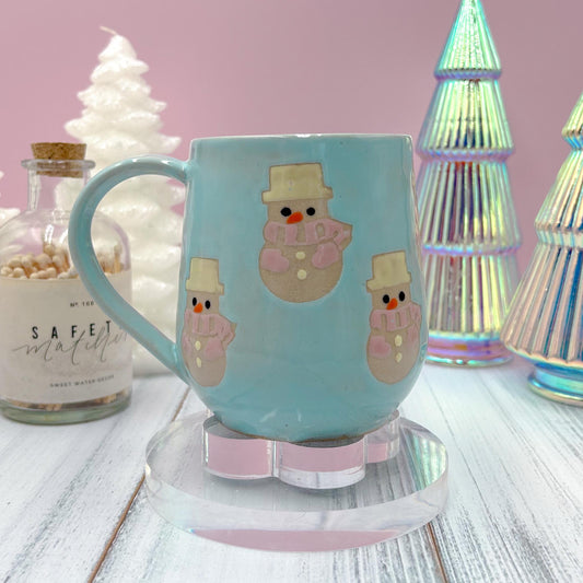 Snowman Ceramic Coffee Mug, Christmas Mug Ceramic Handmade, Stoneware Mug, Holiday Cup, Cozy Cabin Gift, Winter Gift, Cozy Christmas Gift