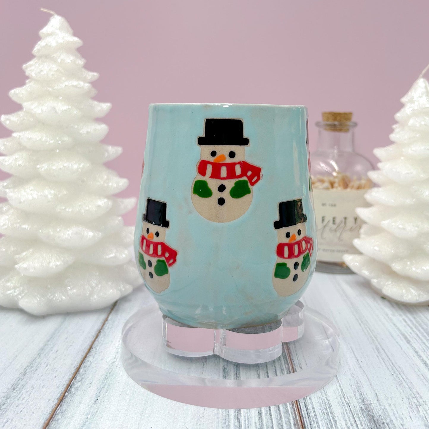 Red Snowman Ceramic Coffee Mug, Christmas Mug Ceramic Handmade, Stoneware Mug, Holiday Cup, Cozy Gift, Winter Gift, Cozy Christmas Gift