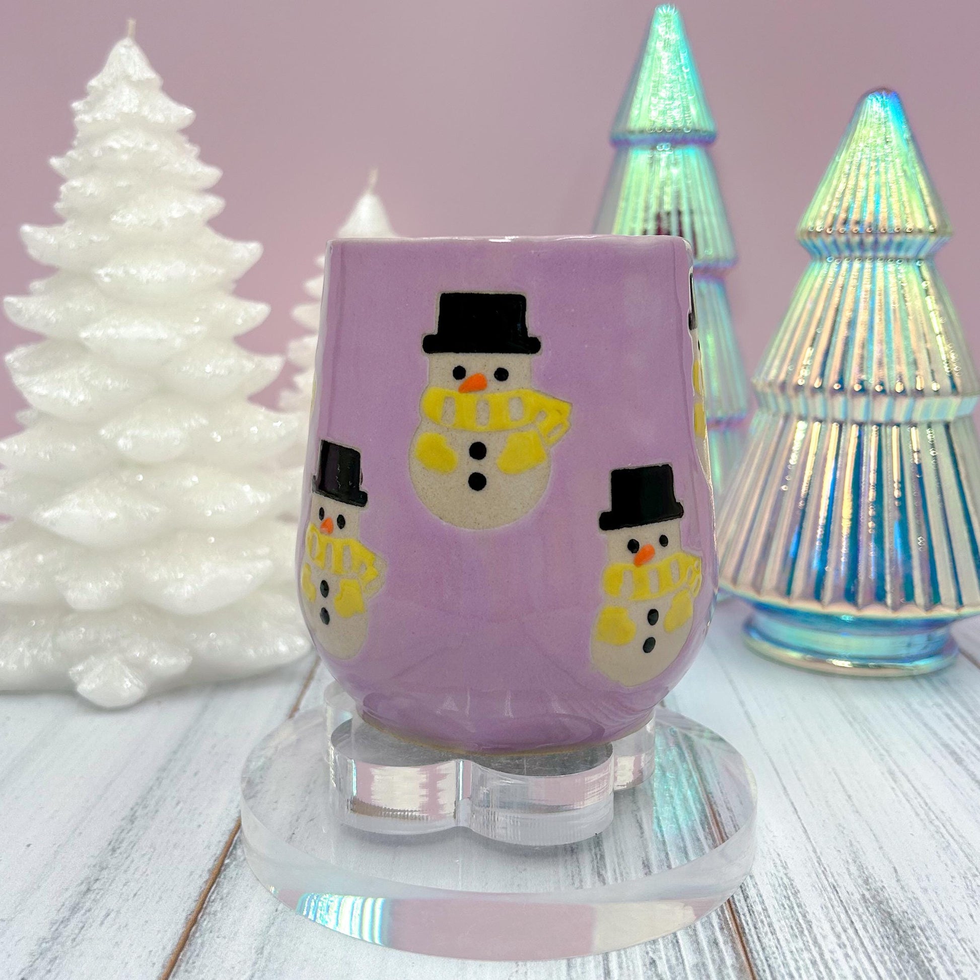 Purple Snowman Ceramic Coffee Mug, Christmas Mug Ceramic Handmade, Stoneware Mug, Holiday Cup, Winter Gift,Cozy Gift, Cozy Christmas Gift