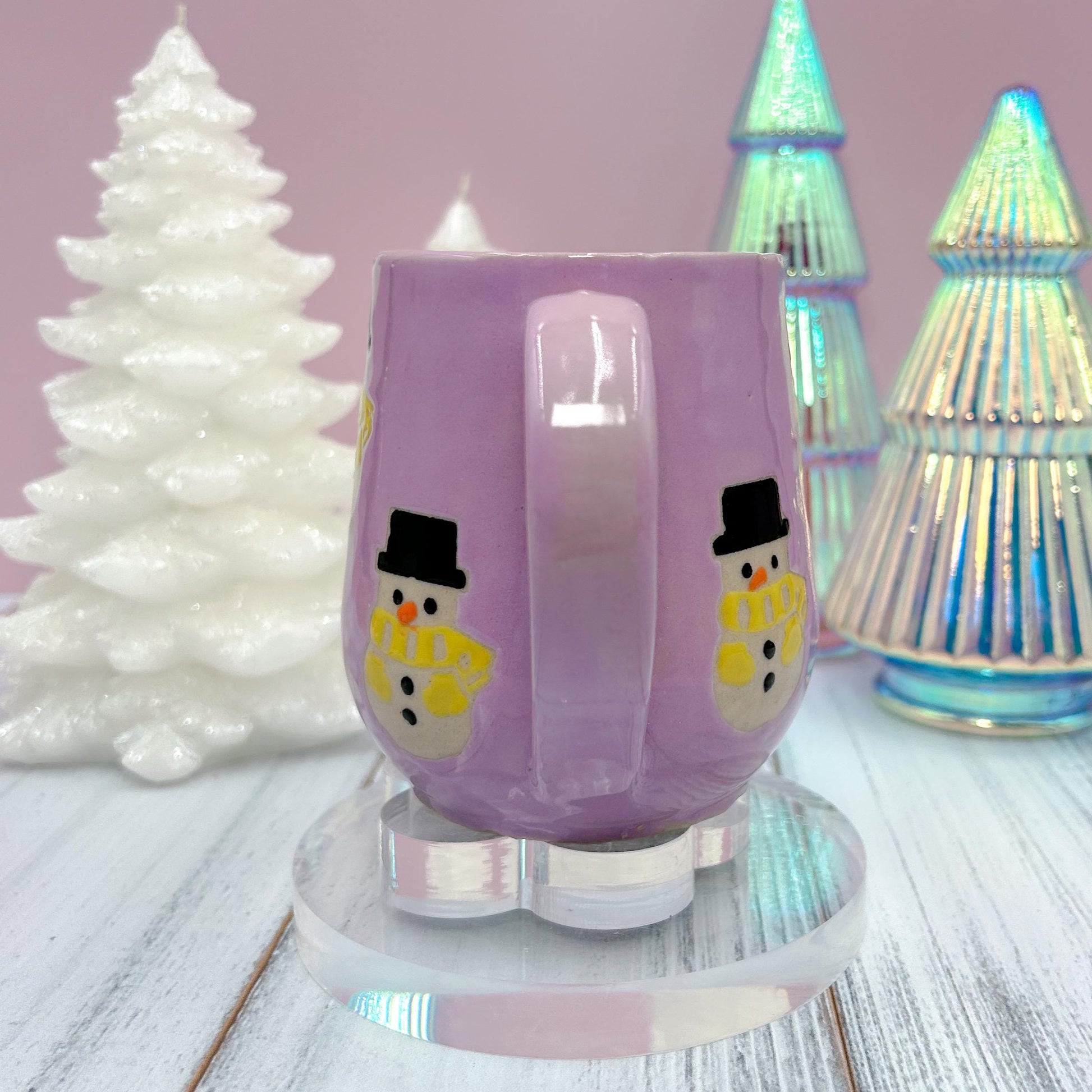 Purple Snowman Ceramic Coffee Mug, Christmas Mug Ceramic Handmade, Stoneware Mug, Holiday Cup, Winter Gift,Cozy Gift, Cozy Christmas Gift