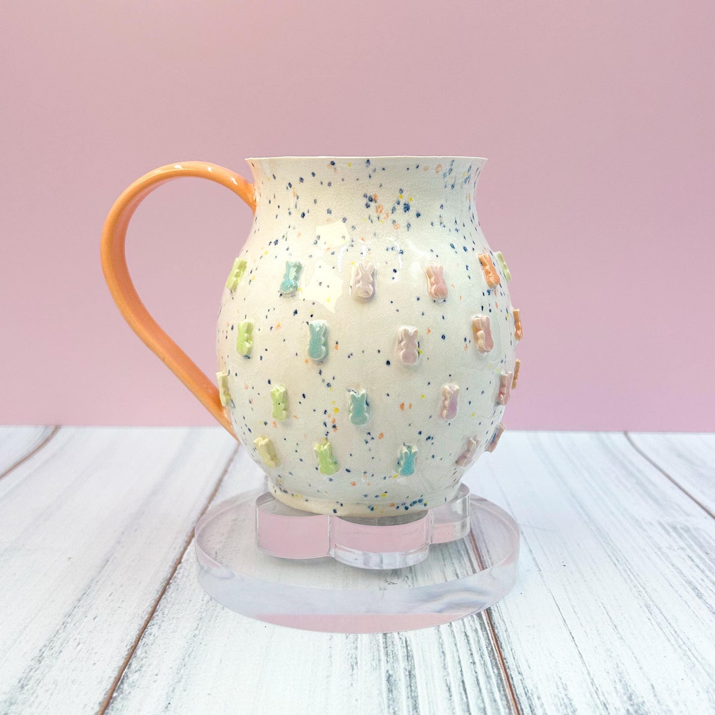 Peach Rainbow Bunny Spring Ceramic Mug