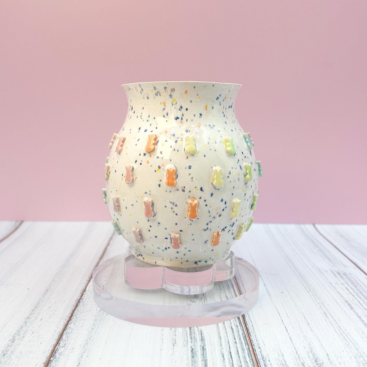 Peach Rainbow Bunny Spring Ceramic Mug