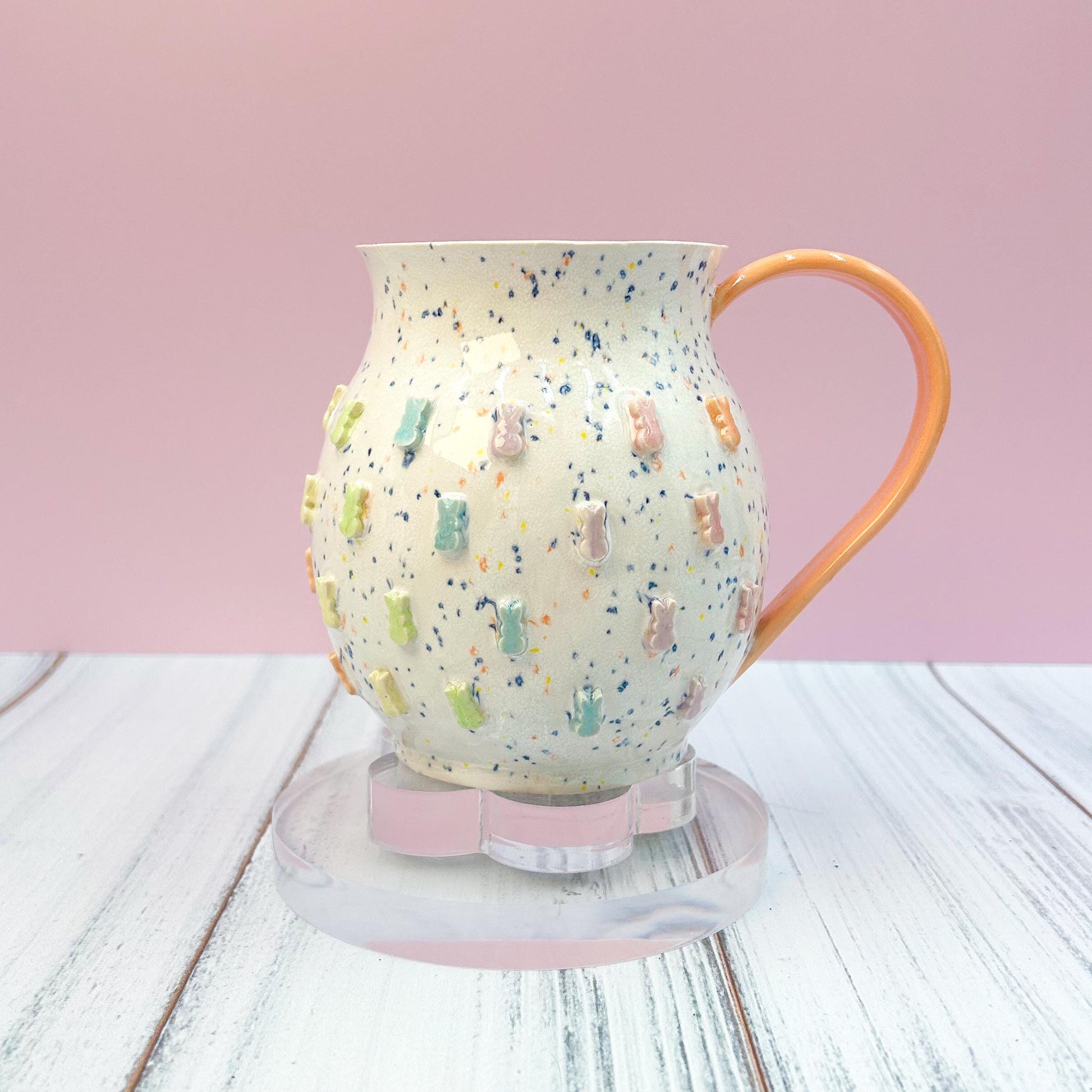 Peach Rainbow Bunny Spring Ceramic Mug