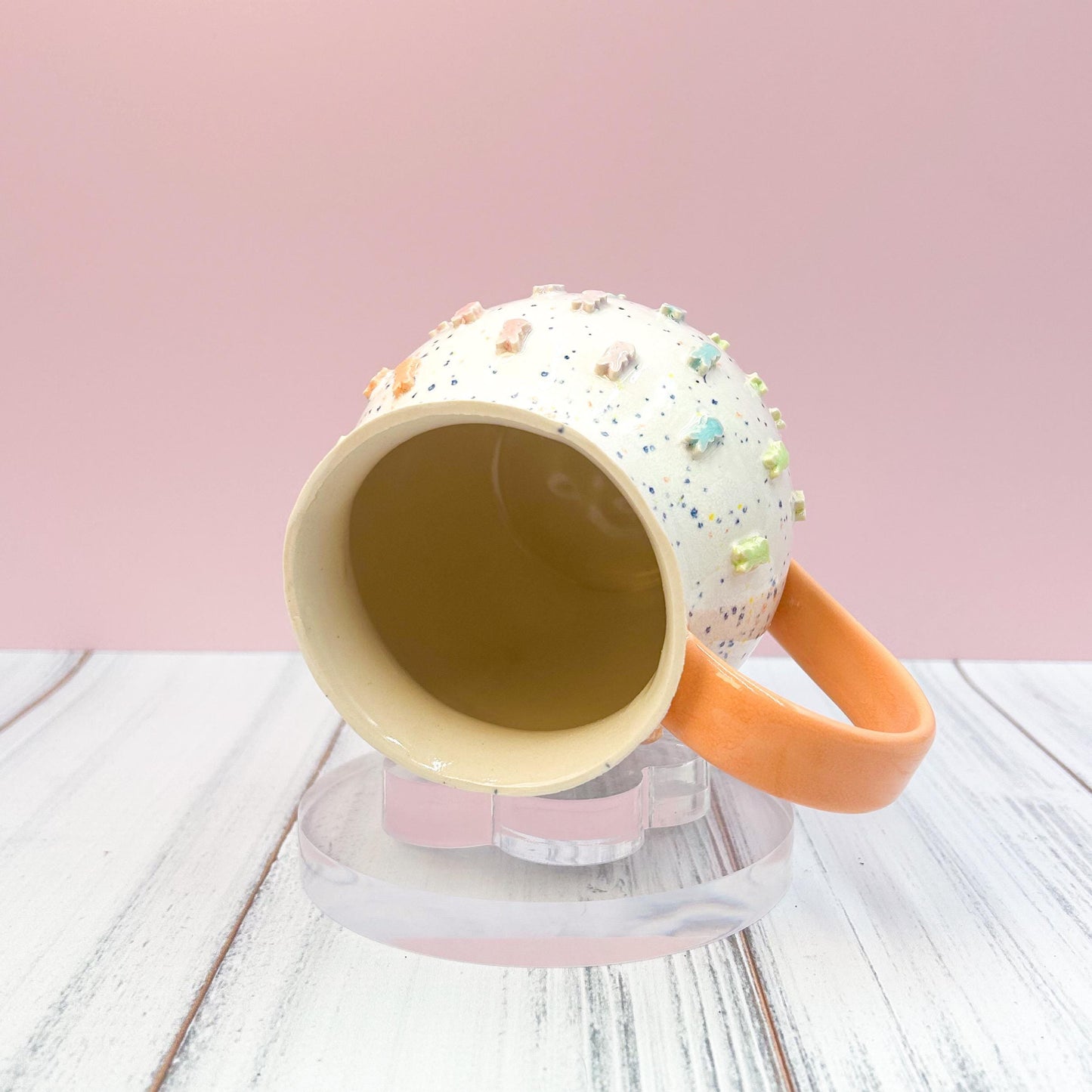 Peach Rainbow Bunny Spring Ceramic Mug