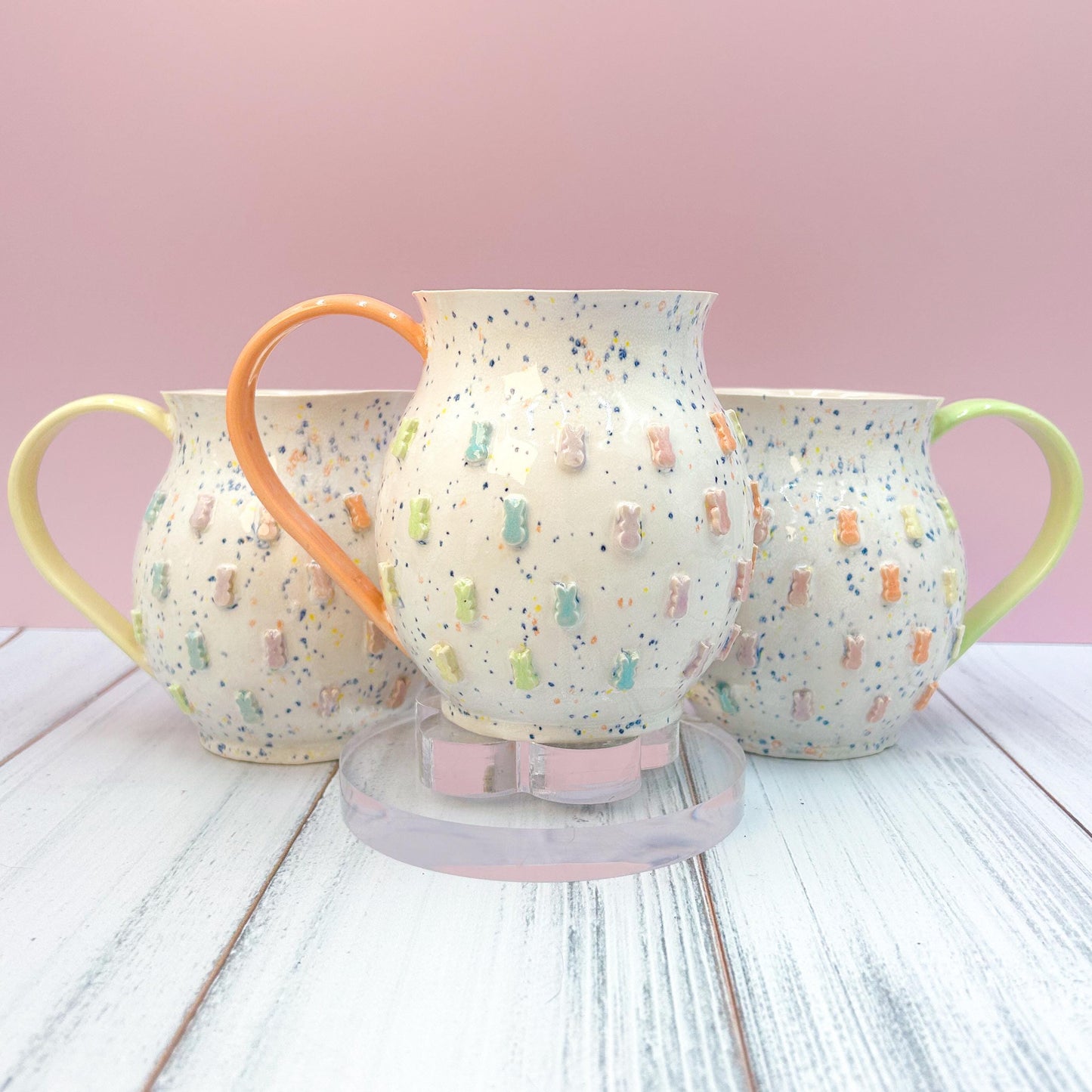 Peach Rainbow Bunny Spring Ceramic Mug