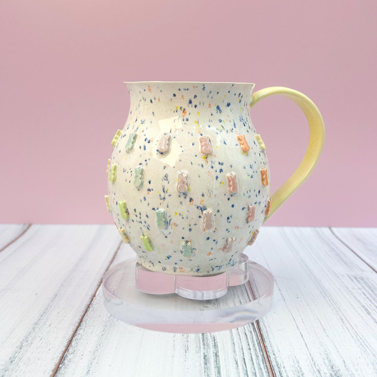 Yellow Rainbow Bunny Spring Ceramic Mug