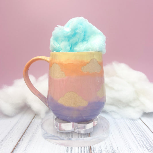 Rainbow Sunset Cloud Ceramic Mug, Rainbow Coffee Mug, Groovy Gift for Women, Rainbow Gift For Friend, Cute Mug Handmade, Retro Handmade Cup