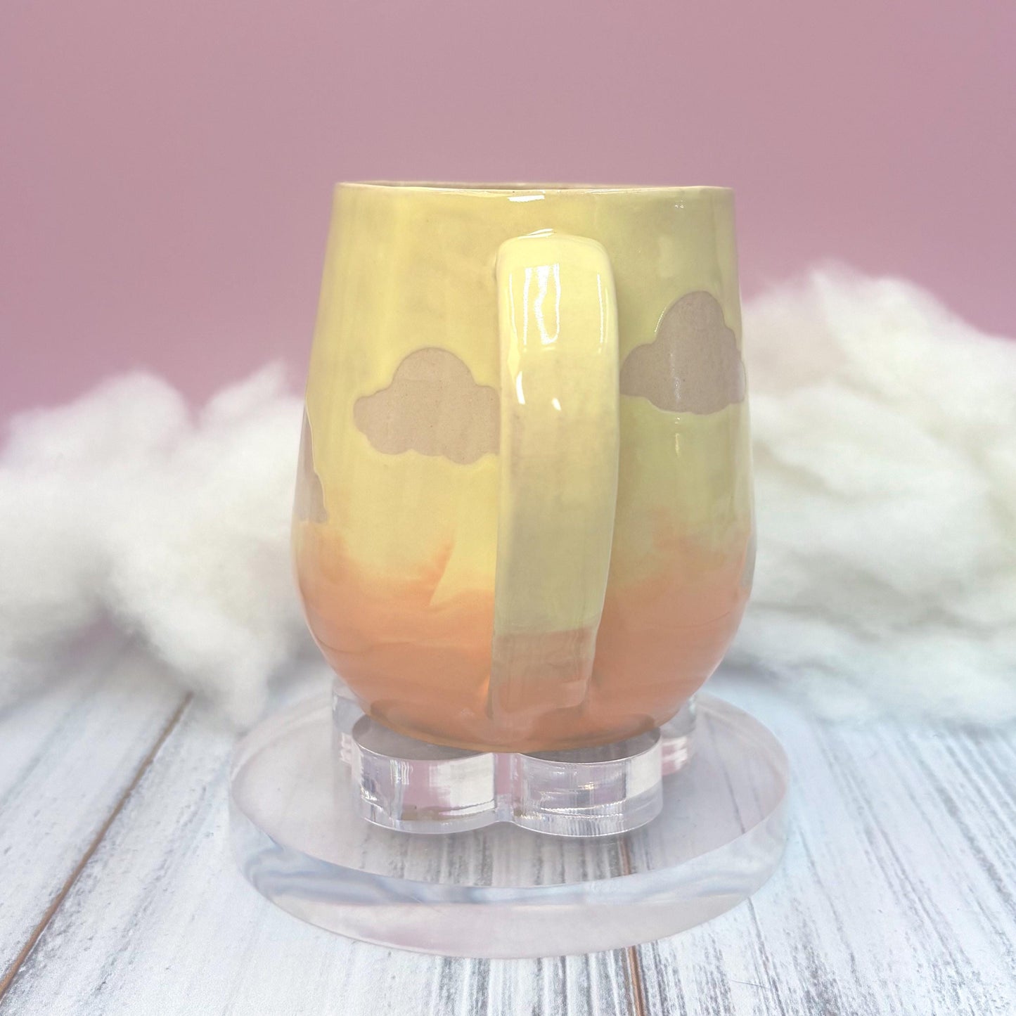 Yellow Sunset Cloud Ceramic Mug, Rainbow Coffee Mug, Groovy Gift for Women, Rainbow Gift For Friend, Cute Mug Handmade, Retro Handmade Cup