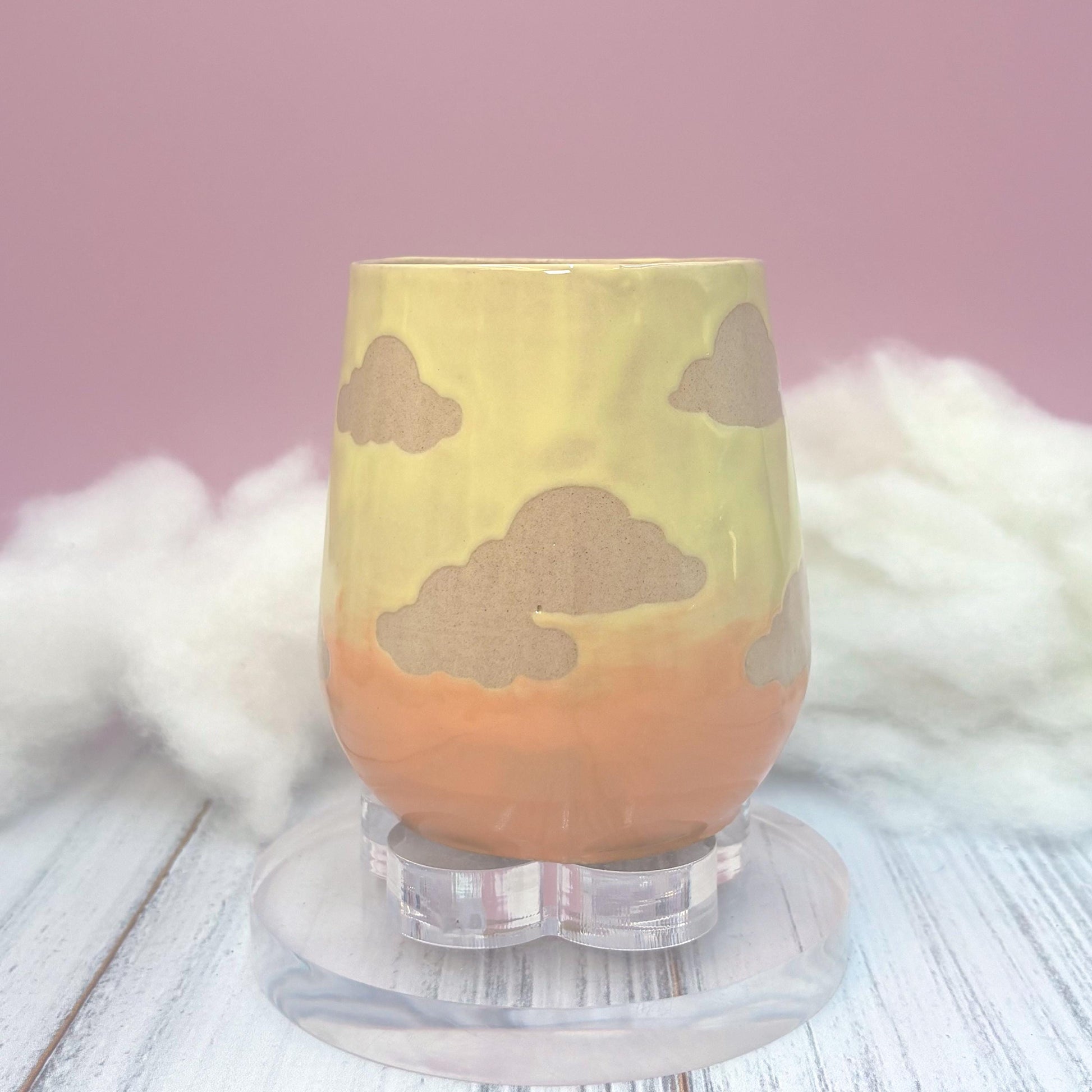 Yellow Sunset Cloud Ceramic Mug, Rainbow Coffee Mug, Groovy Gift for Women, Rainbow Gift For Friend, Cute Mug Handmade, Retro Handmade Cup