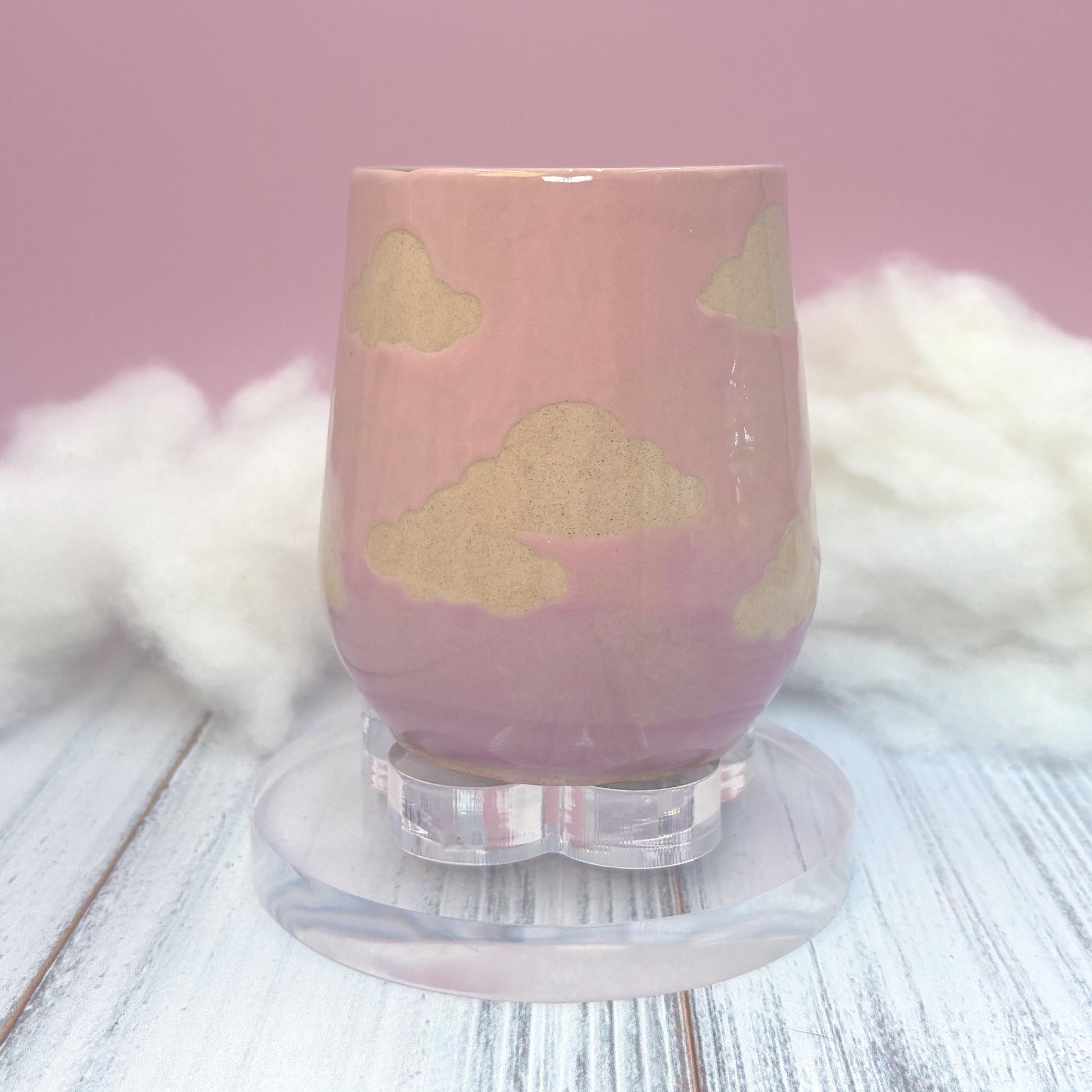 Pink Sunset Cloud Ceramic Mug, Rainbow Coffee Mug, Groovy Gift for Women, Rainbow Gift For Friend, Cute Mug Handmade, Retro Sunset Cup