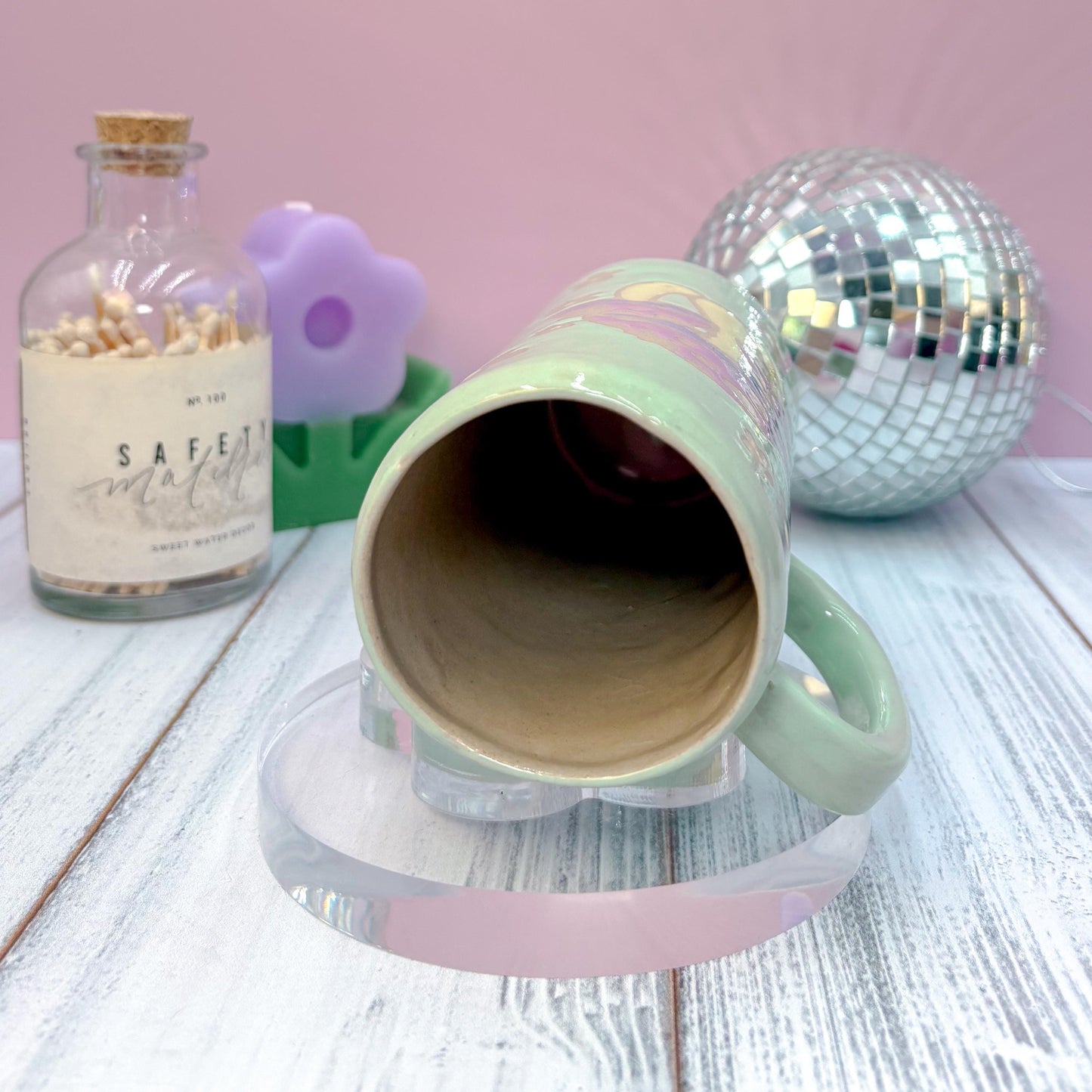Aqua Mushroom Ceramic Mug, Cottagecore Coffee Mug, Hippie Birthday Gift Friend, Retro Mug, Mushroom Lovers Gift, Gardener Gift