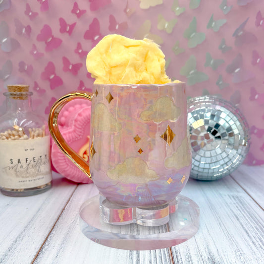Gold Pink Cloud Sunset Ceramic Mug, Rainbow Coffee Mug, Groovy Gift for Women, Rainbow Gift For Friend, Cute Mug Handmade, Retro Sunset Cup
