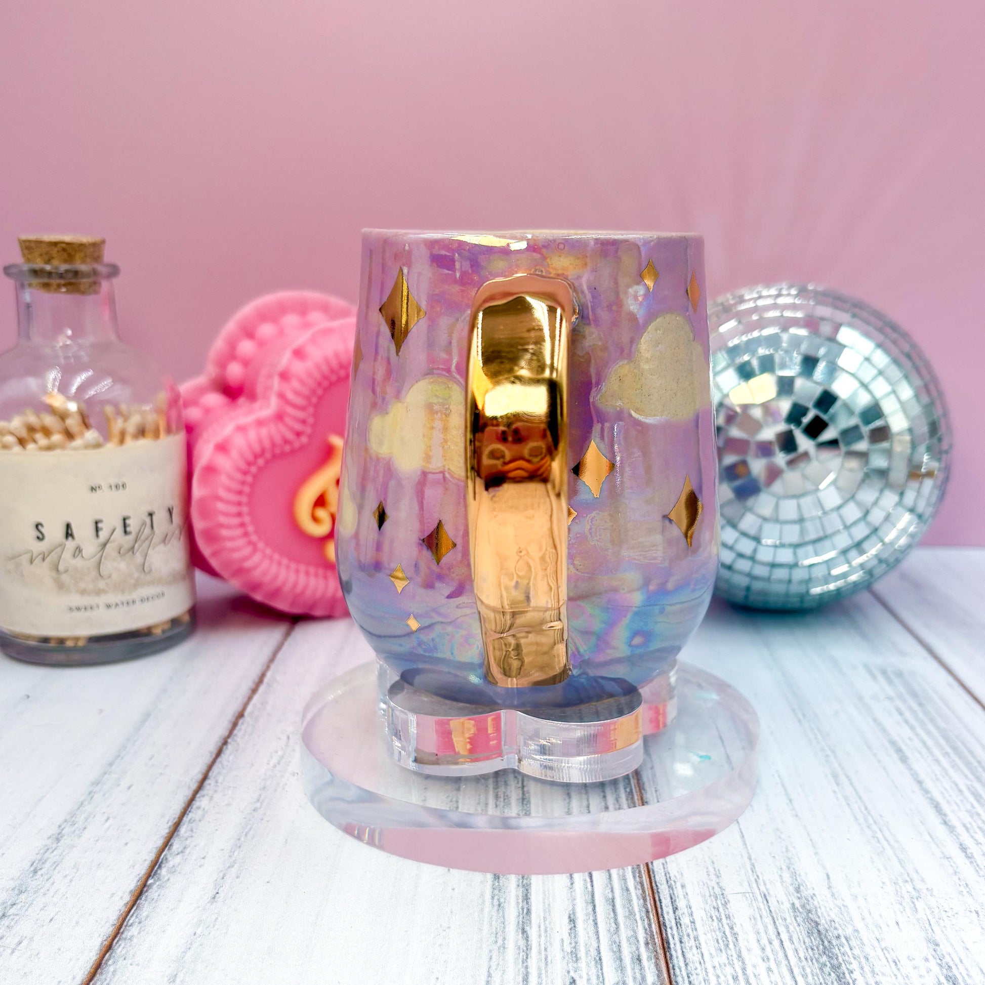 Gold Purple Sunset Ceramic Mug, Rainbow Coffee Mug, Groovy Gift for Women, Rainbow Gift For Friend, Cute Mug Handmade, Retro Handmade Cup