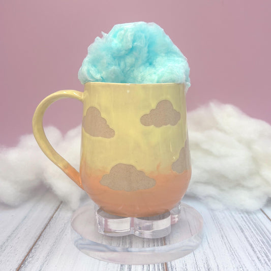 Yellow Sunset Cloud Ceramic Mug, Rainbow Coffee Mug, Groovy Gift for Women, Rainbow Gift For Friend, Cute Mug Handmade, Retro Handmade Cup