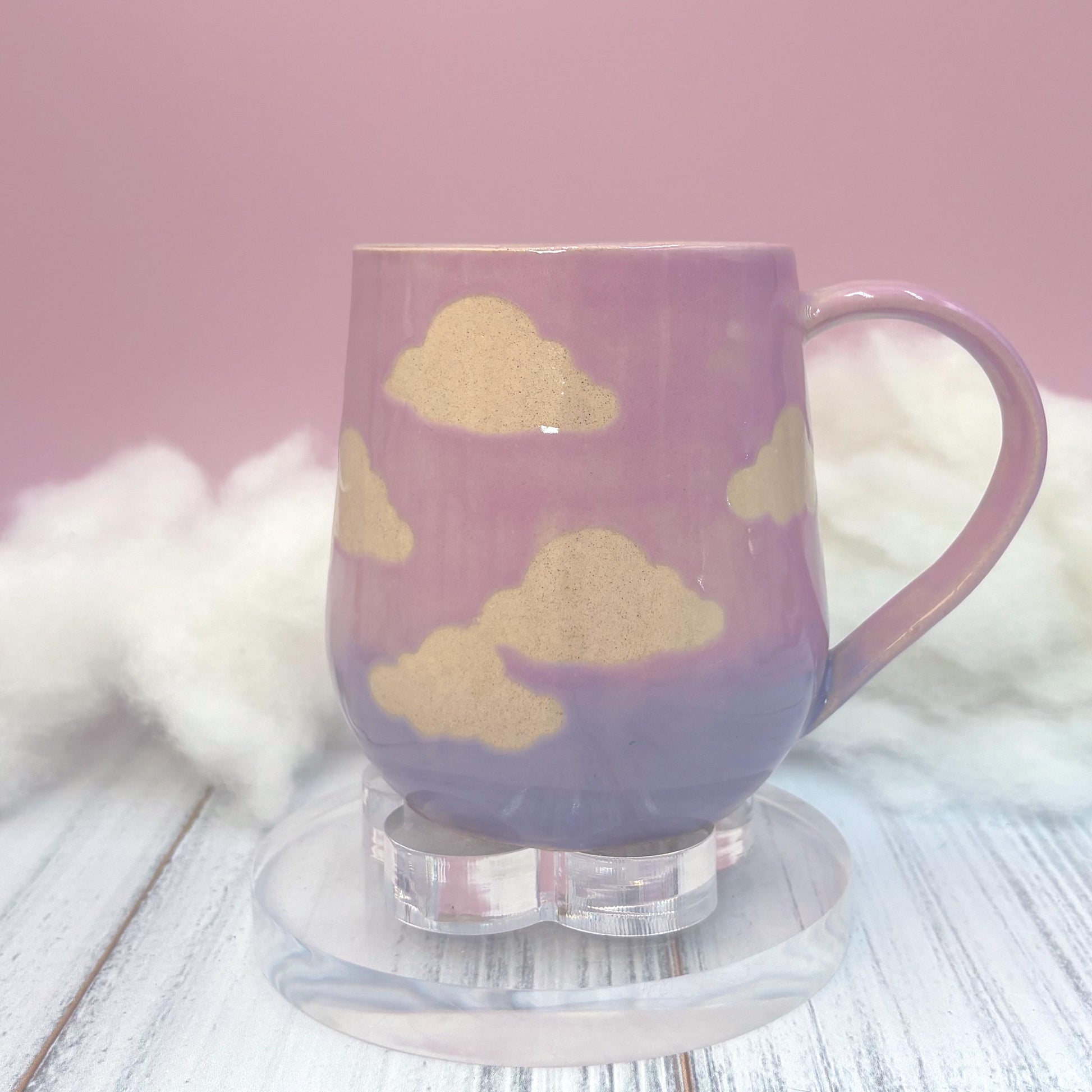 Purple Sunset Cloud Ceramic Mug, Rainbow Coffee Mug, Groovy Gift for Women, Rainbow Gift For Friend, Cute Mug Handmade, Retro Handmade Cup
