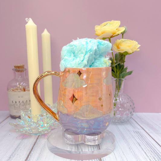 Gold Orange Sunset Ceramic Mug, Rainbow Coffee Mug, Groovy Gift for Women, Rainbow Gift For Friend, Cute Mug Handmade, Retro Handmade Cup