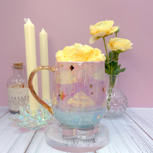 Gold Cotton Candy Sunset Ceramic Mug, Rainbow Coffee Mug, Groovy Gift for Women, Rainbow Gift For Friend, Cute Mug Handmade, Retro Handmade