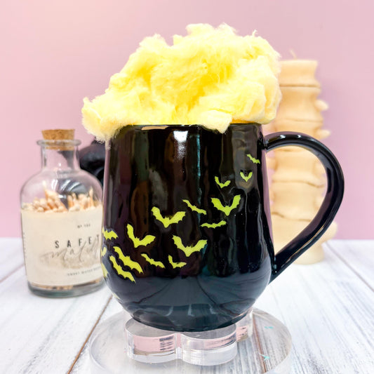 Green and Black Bat Ceramic Mug, Autumn Gift For Her, Retro Fall Mug, Halloween Gift, Spooky Mug Handmade, Cute Autumn Mugs, Fall Gift Mom