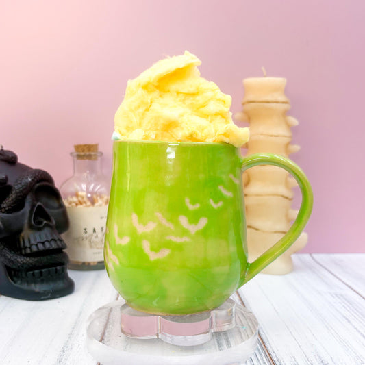 Green Bat Ceramic Mug, Autumn Gift For Her, Retro Fall Mug, Halloween Gift, Spooky Mug Handmade, Cute Autumn Mugs, Fall Gift Mom