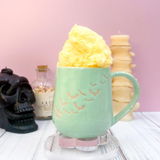 Aqua Bat Ceramic Mug, Autumn Gift For Her, Retro Fall Mug, Halloween Gift, Spooky Mug Handmade, Cute Autumn Mugs, Fall Gift Mom