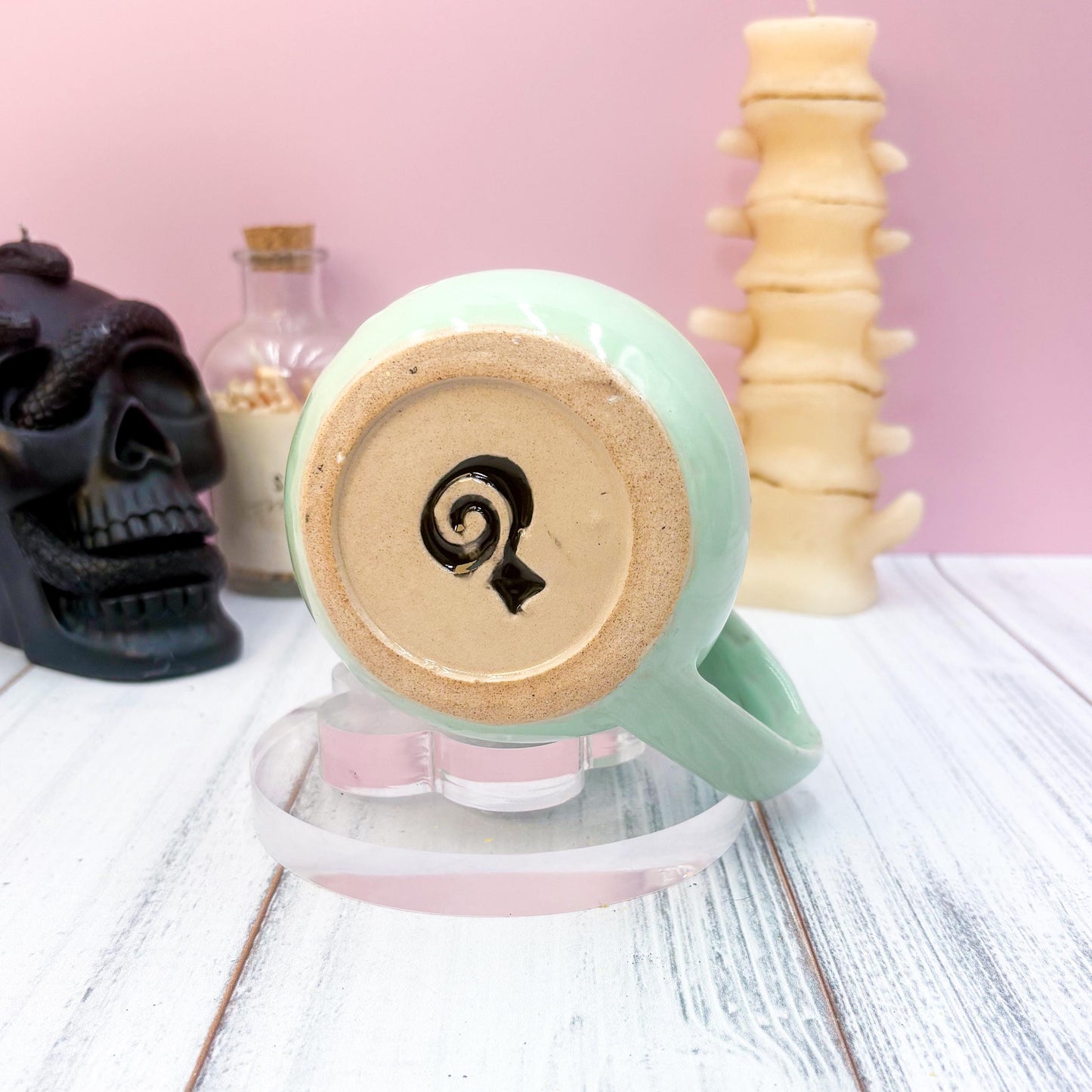 Aqua Bat Ceramic Mug, Autumn Gift For Her, Retro Fall Mug, Halloween Gift, Spooky Mug Handmade, Cute Autumn Mugs, Fall Gift Mom