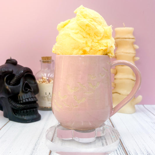 Pink Bat Ceramic Mug, Autumn Gift For Her, Retro Fall Mug, Halloween Gift, Spooky Mug Handmade, Cute Autumn Mugs, Fall Gift Mom