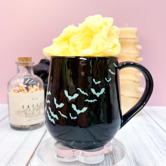 Blue and Black Bat Ceramic Mug, Autumn Gift For Her, Retro Fall Mug, Halloween Gift, Spooky Mug Handmade, Cute Autumn Mugs, Fall Gift Mom